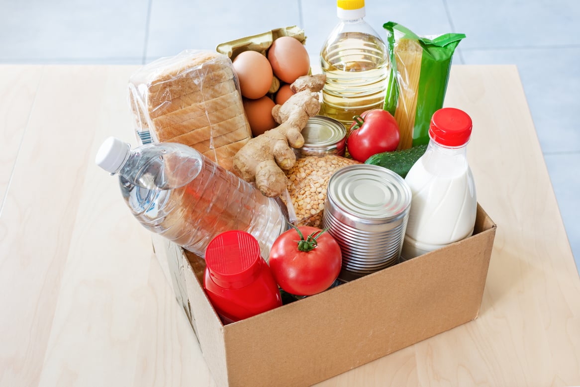 Food Staples in a Cardboard Box