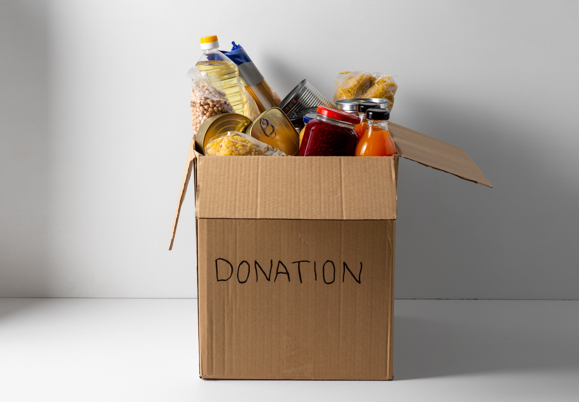 Close up of Food in Donation Box